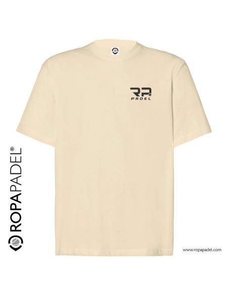 Camiseta de pádel color crema niño logo RP Padel frontal - Ropapadel