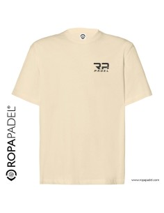 Camiseta casual de algodón para pádel beige logo RP - Ropapadel